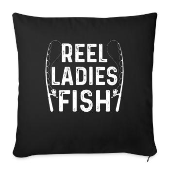 Moulinet Femmes Poissons - Housse de coussin décorative 45 x 45 cm - noir - Devant