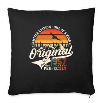 66e anniversaire Mann Original April Né en 1957 - Housse de coussin décorative 45 x 45 cm - noir - Devant