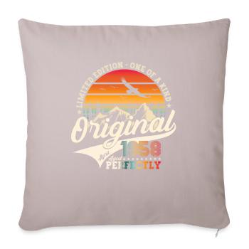 65e anniversaire Mann Original April Né en 1958 - Housse de coussin décorative 45 x 45 cm - taupe clair - Devant