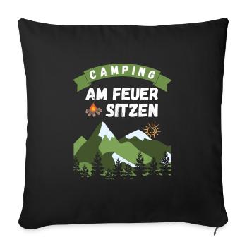 Camping am Feuer sitzen - Design - Sofakissenbezug 45 x 45 cm - Schwarz - Vorne