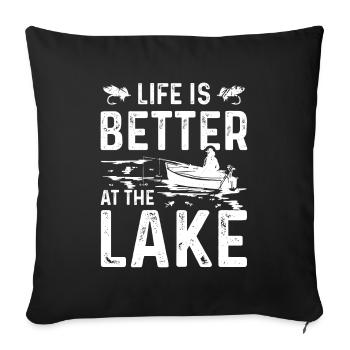 Das Leben ist besser am See - Sofakissenbezug 45 x 45 cm - Schwarz - Vorne
