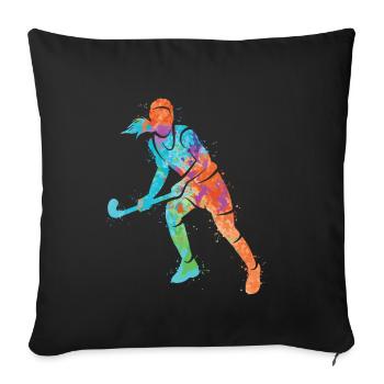 Joueur de hockey Joueur de hockey Bunt Hockey sur gazon - Housse de coussin décorative 45 x 45 cm - noir - Devant