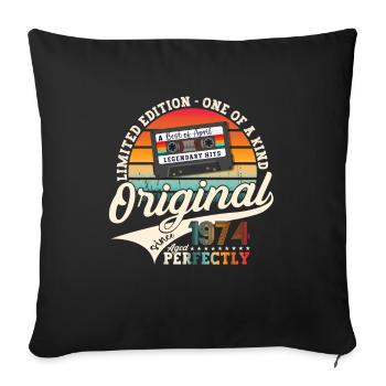 49th birthday man April Born 1974 Cassette - Sofa pillowcase 17,3'' x 17,3'' (45 x 45 cm) - black - Front