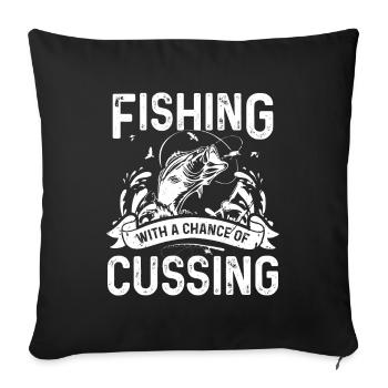 Pêcher avec une chance de jurer - Housse de coussin décorative 45 x 45 cm - noir - Devant