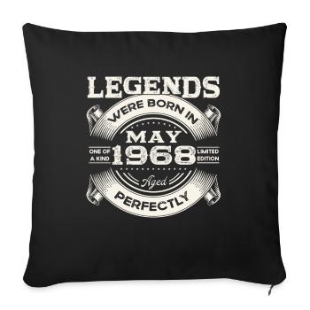 55e anniversaire Homme May né en 1968 Légendaire - Housse de coussin décorative 45 x 45 cm - noir - Devant