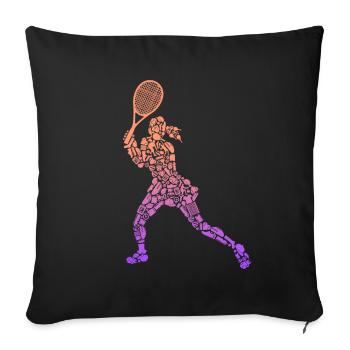 Tennis Symbole Frauen Mädchen Tennisspielerin - Sofakissenbezug 45 x 45 cm - Schwarz - Vorne