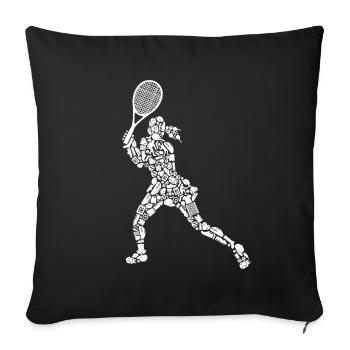 Tennis Symbole Mädchen Frauen Tennisspielerin - Sofakissenbezug 45 x 45 cm - Schwarz - Vorne