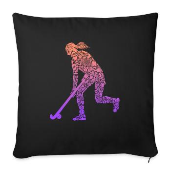 Hockeyspielerin Symbole Hockey Mädchen Feldhockey - Sofakissenbezug 45 x 45 cm - Schwarz - Vorne