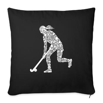 Feldhockey Symbole Hockey Mädchen Hockeyspielerin - Sofakissenbezug 45 x 45 cm - Schwarz - Vorne