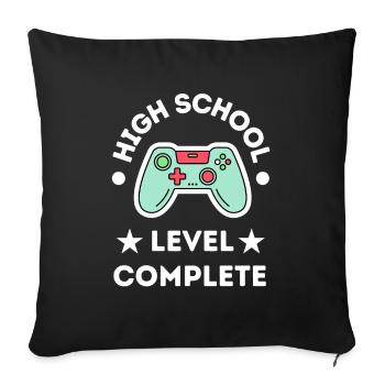 High School Level Complete Gamer Graduate - Sofa pillowcase 17,3'' x 17,3'' (45 x 45 cm) - black - Front