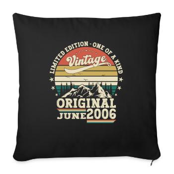 17th Birthday Man Original June Vintage 2006 - Sofa pillowcase 17,3'' x 17,3'' (45 x 45 cm) - black - Front