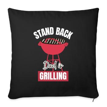Stand Back Papa est en train de griller drôle de grill Citation BBQ - Housse de coussin décorative 45 x 45 cm - noir - Devant