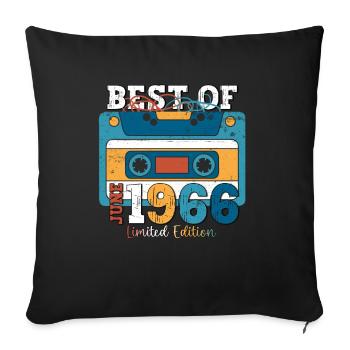 57 Birthday Man Cassette June Year 1966 - Sofa pillowcase 17,3'' x 17,3'' (45 x 45 cm) - black - Front