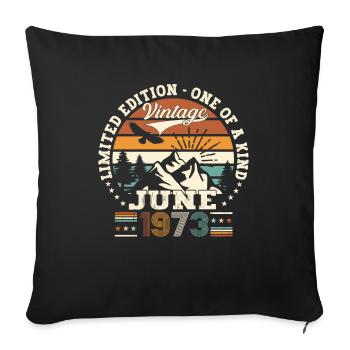 50th Birthday Man June Year 1973 Original - Sofa pillowcase 17,3'' x 17,3'' (45 x 45 cm) - black - Front