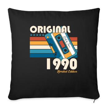 33rd Birthday Man June Vintage 1990 Cassette - Housse de coussin décorative 45 x 45 cm - noir - Devant