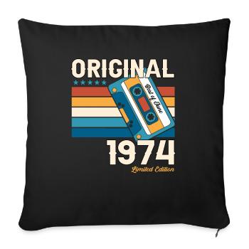 49th Birthday Man June Vintage 1974 Cassette - Sofa pillowcase 17,3'' x 17,3'' (45 x 45 cm) - black - Front