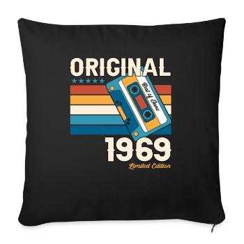 54ème Anniversaire Homme Juin Vintage 1969 Cassette - Housse de coussin décorative 45 x 45 cm - noir - Devant
