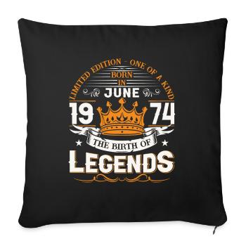 49ème Anniversaire Homme Juin Millésime 1974 Légendaire - Housse de coussin décorative 45 x 45 cm - noir - Devant