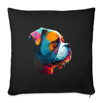 Bunte Amerikanische Bulldogge Männer Frauen - Sofakissenbezug 45 x 45 cm - Schwarz - Vorne