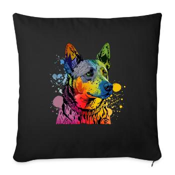 Lächelnder Australischer Rinderhund Blumen - Sofakissenbezug 45 x 45 cm - Schwarz - Vorne