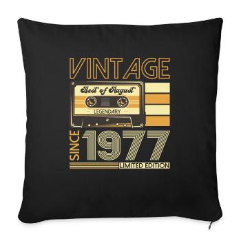 46ème anniversaire homme août vintage 1977 Cassette - Housse de coussin décorative 45 x 45 cm - noir - Devant
