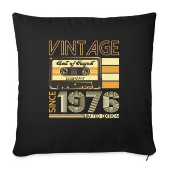 47ème anniversaire homme août vintage 1976 Cassette - Housse de coussin décorative 45 x 45 cm - noir - Devant