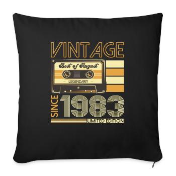 40th Birthday Man August Vintage 1983 Cassette - Sofa pillowcase 17,3'' x 17,3'' (45 x 45 cm) - black - Front