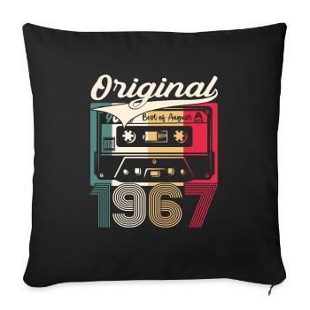 56th Birthday Man August Vintage 1967 Cassette - Sofa pillowcase 17,3'' x 17,3'' (45 x 45 cm) - black - Front