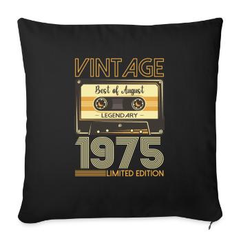 48th Birthday Man August Vintage 1975 Cassette - Sofa pillowcase 17,3'' x 17,3'' (45 x 45 cm) - black - Front