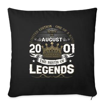 22nd Birthday Man August Vintage 2001 Legendary - Sofa pillowcase 17,3'' x 17,3'' (45 x 45 cm) - black - Front