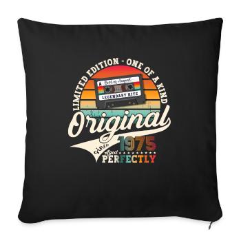 48th Birthday Man August Vintage 1975 Cassette - Sofa pillowcase 17,3'' x 17,3'' (45 x 45 cm) - black - Front