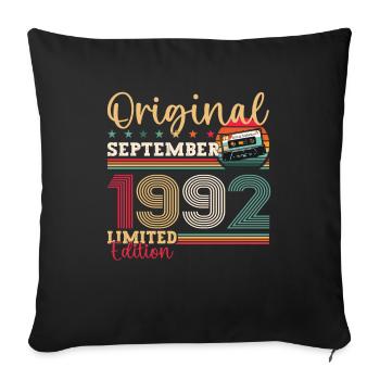 31st Birthday September Vintage 1992 Cassette - Sofa pillowcase 17,3'' x 17,3'' (45 x 45 cm) - black - Front