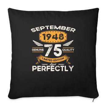Millésime Septembre 1948 75ème Anniversaire Millésime - Housse de coussin décorative 45 x 45 cm - noir - Devant