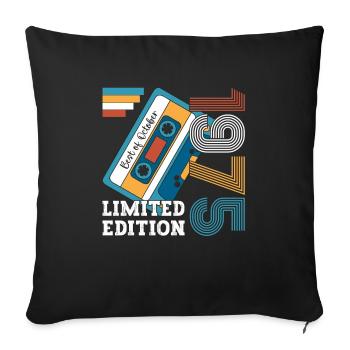 48e anniversaire octobre millésime 1975 cassette - Housse de coussin décorative 45 x 45 cm - noir - Devant