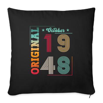 75e anniversaire Original Octobre Année 1948 - Housse de coussin décorative 45 x 45 cm - noir - Devant