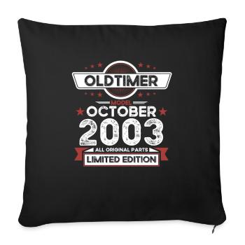 20. Geburtstag Oldtimer Oktober Jahrgang 2003 - Sofakissenbezug 45 x 45 cm - Schwarz - Vorne