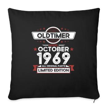 54th birthday classic car October vintage 1969 - Sofa pillowcase 17,3'' x 17,3'' (45 x 45 cm) - black - Front