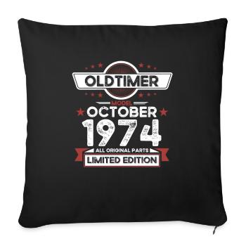 49th birthday classic car October vintage 1974 - Sofa pillowcase 17,3'' x 17,3'' (45 x 45 cm) - black - Front