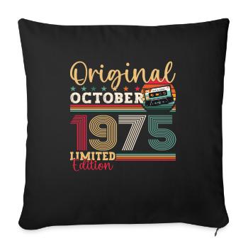 48e anniversaire octobre millésime 1975 cassette - Housse de coussin décorative 45 x 45 cm - noir - Devant