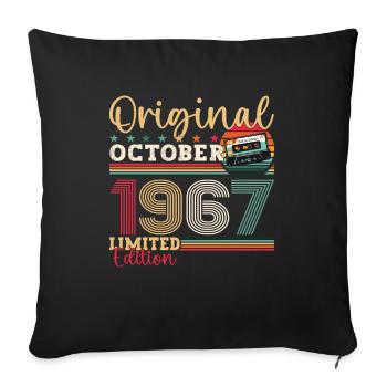 56e anniversaire Octobre Millésime 1967 Cassette - Housse de coussin décorative 45 x 45 cm - noir - Devant