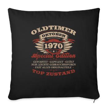 53. Geburtstag Oldtimer Oktober Jahrgang 1970 - Sofakissenbezug 45 x 45 cm - Schwarz - Vorne