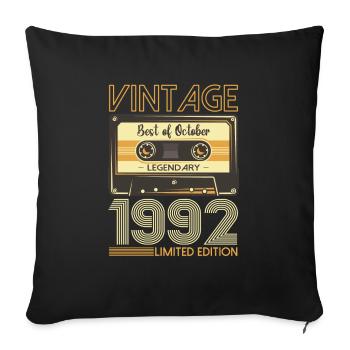 31st Birthday Cassette October Vintage 1992 Tape - Sofa pillowcase 17,3'' x 17,3'' (45 x 45 cm) - black - Front