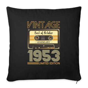 70th Birthday Cassette October Vintage 1953 Tape - Sofa pillowcase 17,3'' x 17,3'' (45 x 45 cm) - black - Front