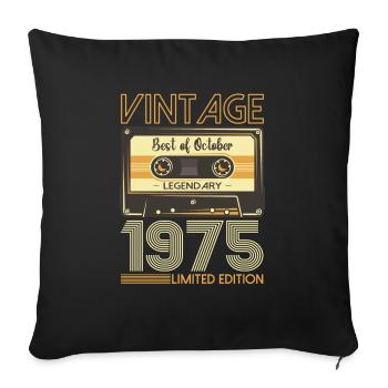 48th Birthday Cassette October Vintage 1975 Tape - Housse de coussin décorative 45 x 45 cm - noir - Devant