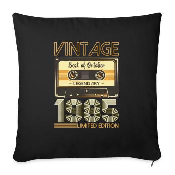 38th Birthday Cassette October Vintage 1985 Tape - Sofa pillowcase 17,3'' x 17,3'' (45 x 45 cm) - black - Front