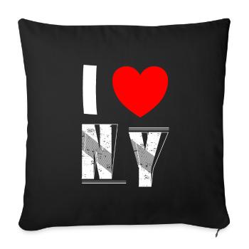 J’aime NY New York Liebe USA Fan - Housse de coussin décorative 45 x 45 cm - noir - Devant