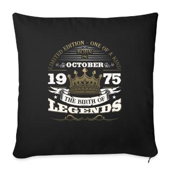 48th Birthday Man Legendary October Vintage 1975 - Sofa pillowcase 17,3'' x 17,3'' (45 x 45 cm) - black - Front