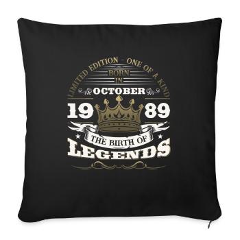 34e anniversaire mari légendaire octobre Vintage 1989 - Housse de coussin décorative 45 x 45 cm - noir - Devant
