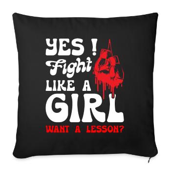 Je me bats comme une fille en boxe - Housse de coussin décorative 45 x 45 cm - noir - Devant