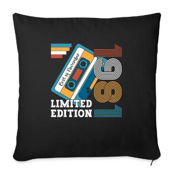 42e anniversaire novembre Vintage 1981 cassette - Housse de coussin décorative 45 x 45 cm - noir - Devant